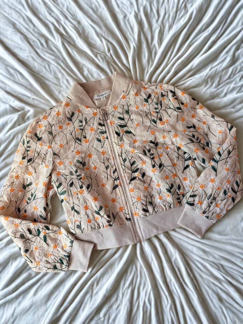 Francesca's Daisy cropped bomber jacket